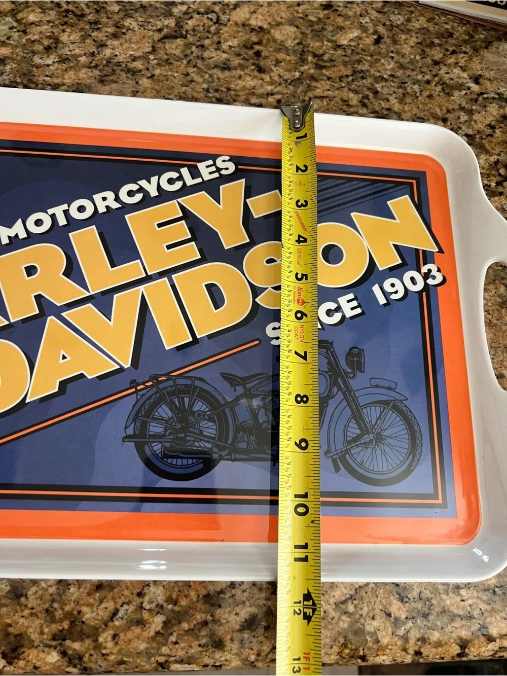 Vtg Harley-Davidson Large Rectangular Handled Serving Tray, hard Plastic Glossy
